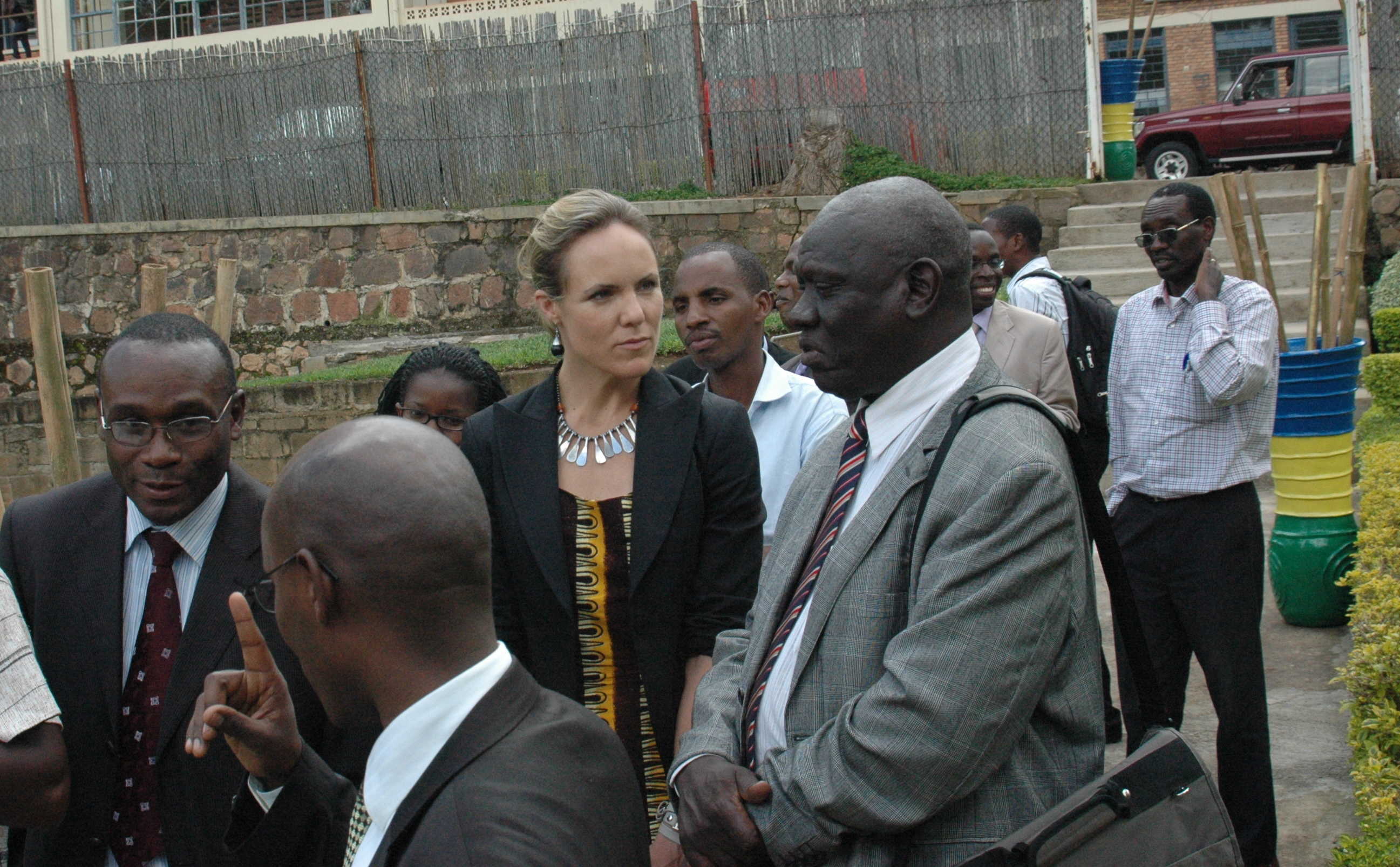 GKI's Sara Farley with Uganda National Council for Science and Technology's Dr. Peter Ndemere (left) and Kenya National Council for Science and Technology's M.K. Rugut (Right)