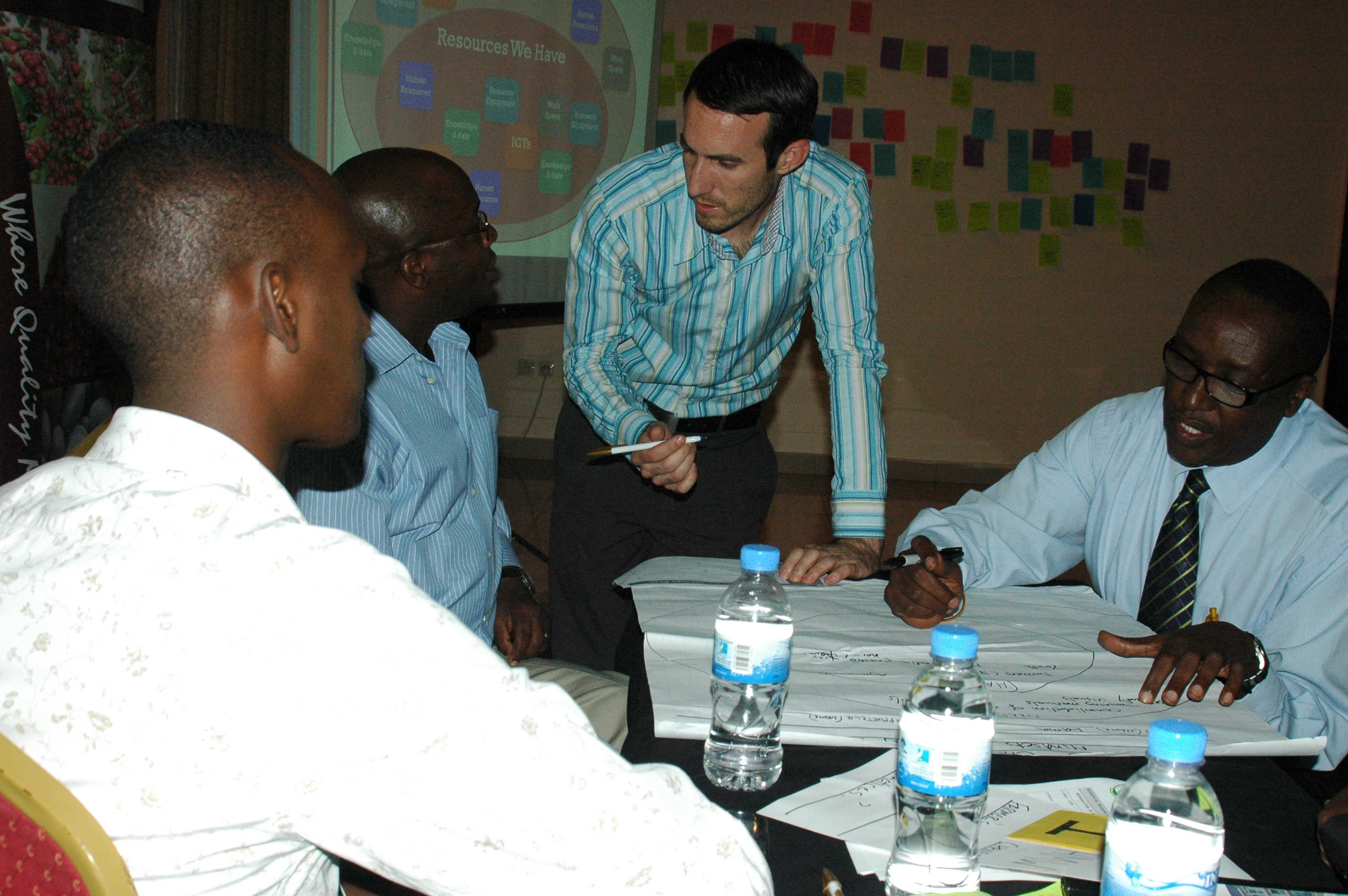 Participants map the resources they have and need to solve specific coffee challenges. Photo Credit: GKI